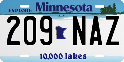 MN license plate 209NAZ