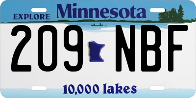 MN license plate 209NBF