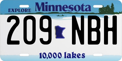 MN license plate 209NBH