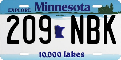 MN license plate 209NBK