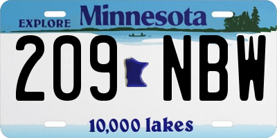 MN license plate 209NBW