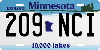 MN license plate 209NCI