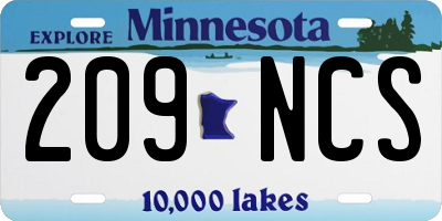 MN license plate 209NCS
