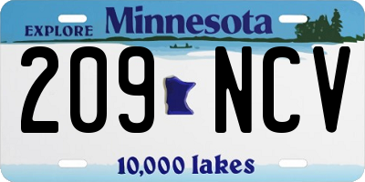 MN license plate 209NCV