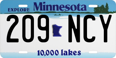 MN license plate 209NCY