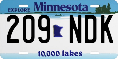 MN license plate 209NDK