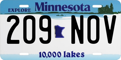 MN license plate 209NOV