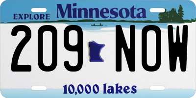 MN license plate 209NOW