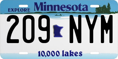 MN license plate 209NYM