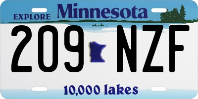 MN license plate 209NZF