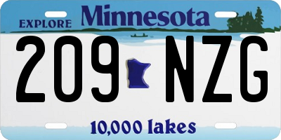 MN license plate 209NZG