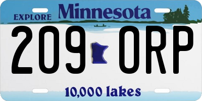 MN license plate 209ORP