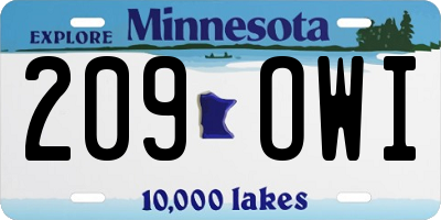 MN license plate 209OWI