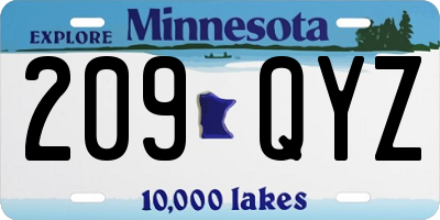 MN license plate 209QYZ