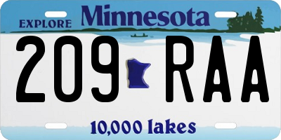 MN license plate 209RAA