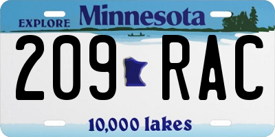 MN license plate 209RAC