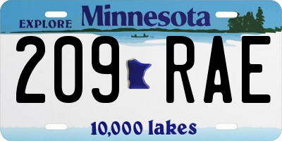 MN license plate 209RAE