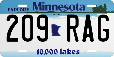 MN license plate 209RAG