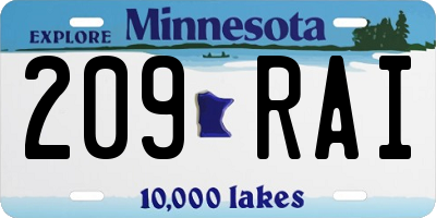 MN license plate 209RAI