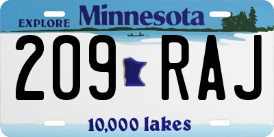 MN license plate 209RAJ