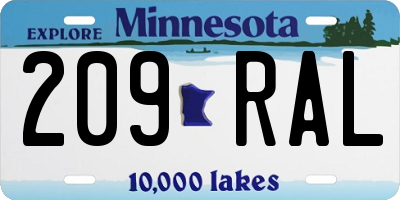 MN license plate 209RAL