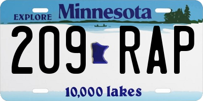MN license plate 209RAP