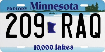MN license plate 209RAQ