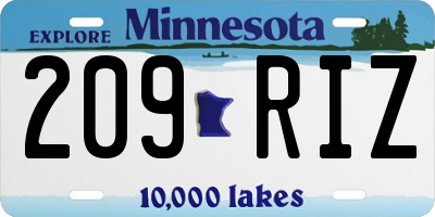 MN license plate 209RIZ