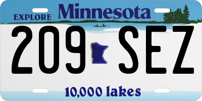 MN license plate 209SEZ