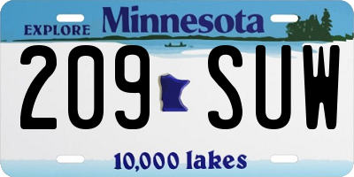 MN license plate 209SUW