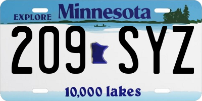 MN license plate 209SYZ