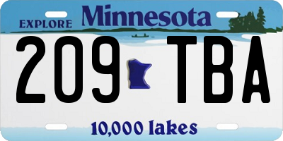 MN license plate 209TBA