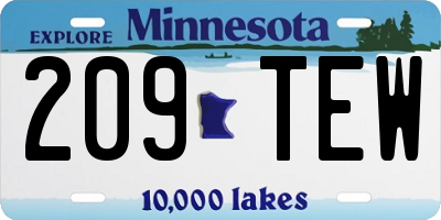 MN license plate 209TEW