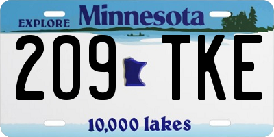MN license plate 209TKE