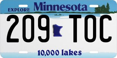 MN license plate 209TOC