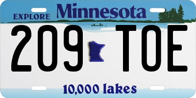 MN license plate 209TOE