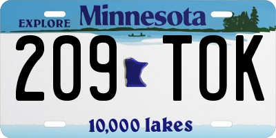 MN license plate 209TOK