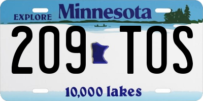 MN license plate 209TOS