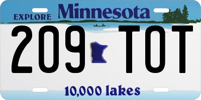 MN license plate 209TOT