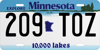 MN license plate 209TOZ