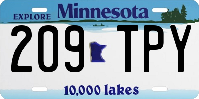 MN license plate 209TPY