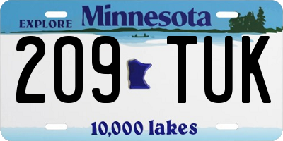 MN license plate 209TUK