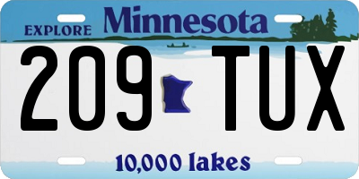 MN license plate 209TUX