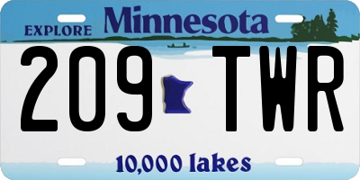 MN license plate 209TWR