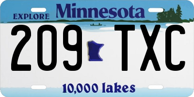 MN license plate 209TXC