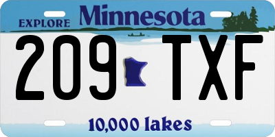MN license plate 209TXF