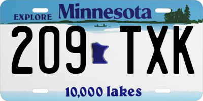 MN license plate 209TXK