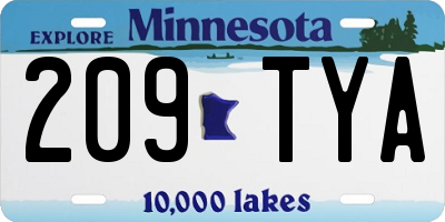 MN license plate 209TYA