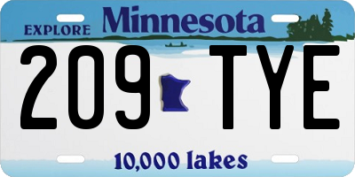 MN license plate 209TYE