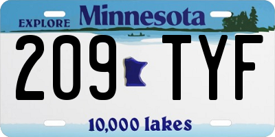 MN license plate 209TYF